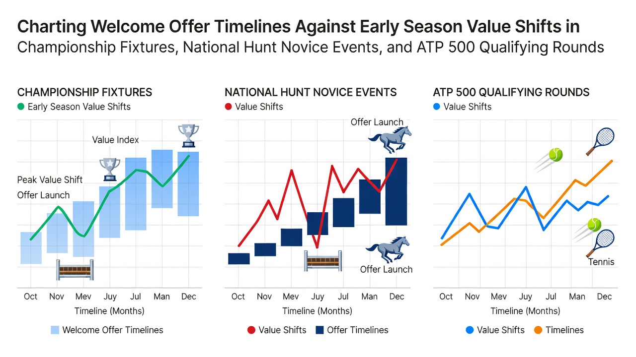 Chart showing welcome offer timelines aligned with early season value shifts across football, horse racing, and tennis events