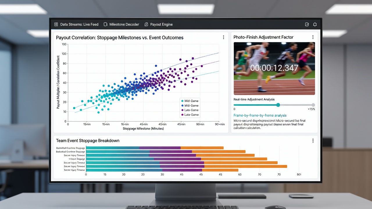 Graph illustrating payout correlation trends across stoppage time, photo finishes, and break points in major sports