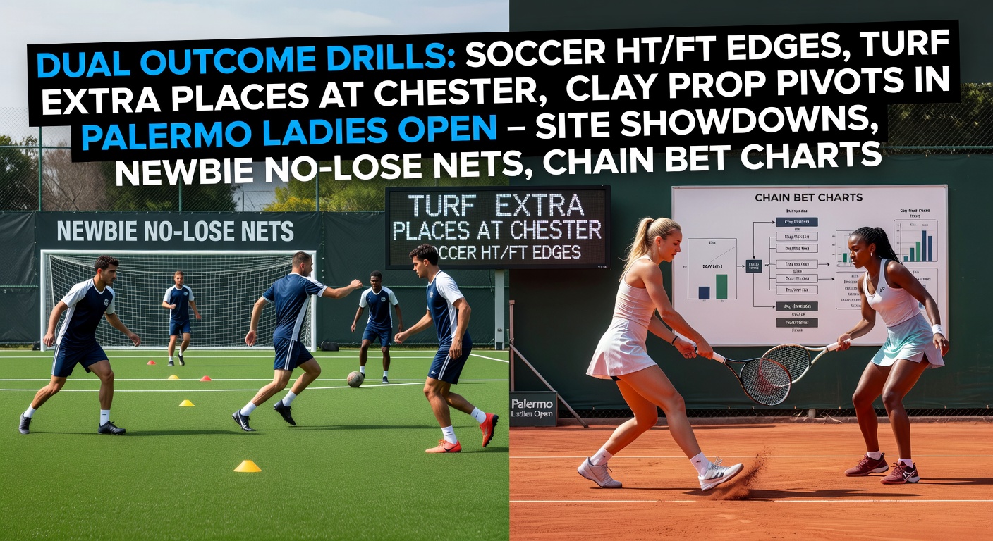 Visual breakdown of half-time/full-time soccer outcomes overlaid with Chester racecourse turf and Palermo clay court action