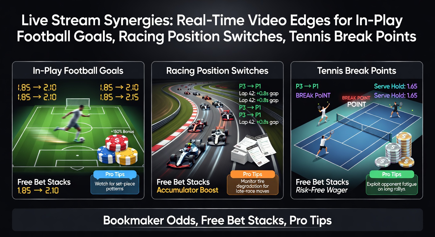 Live stream overlay showing in-play football goal action with fluctuating odds on screen