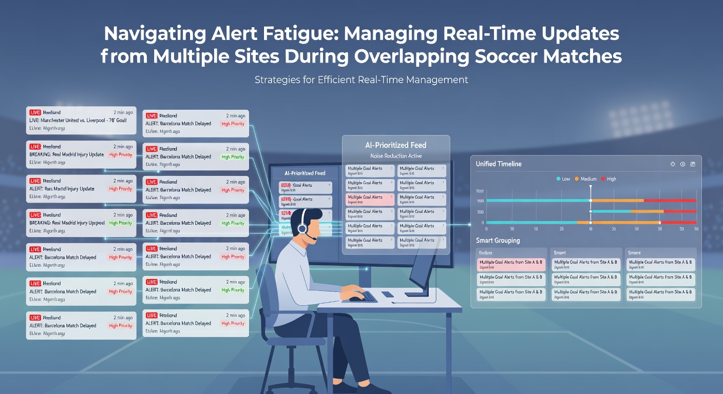 Multiple screens showing live soccer, tennis, and horse racing updates with notification management tools