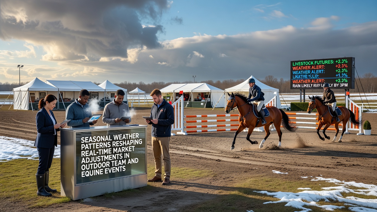 Outdoor team sports and equine events under changing seasonal weather conditions affecting market dynamics