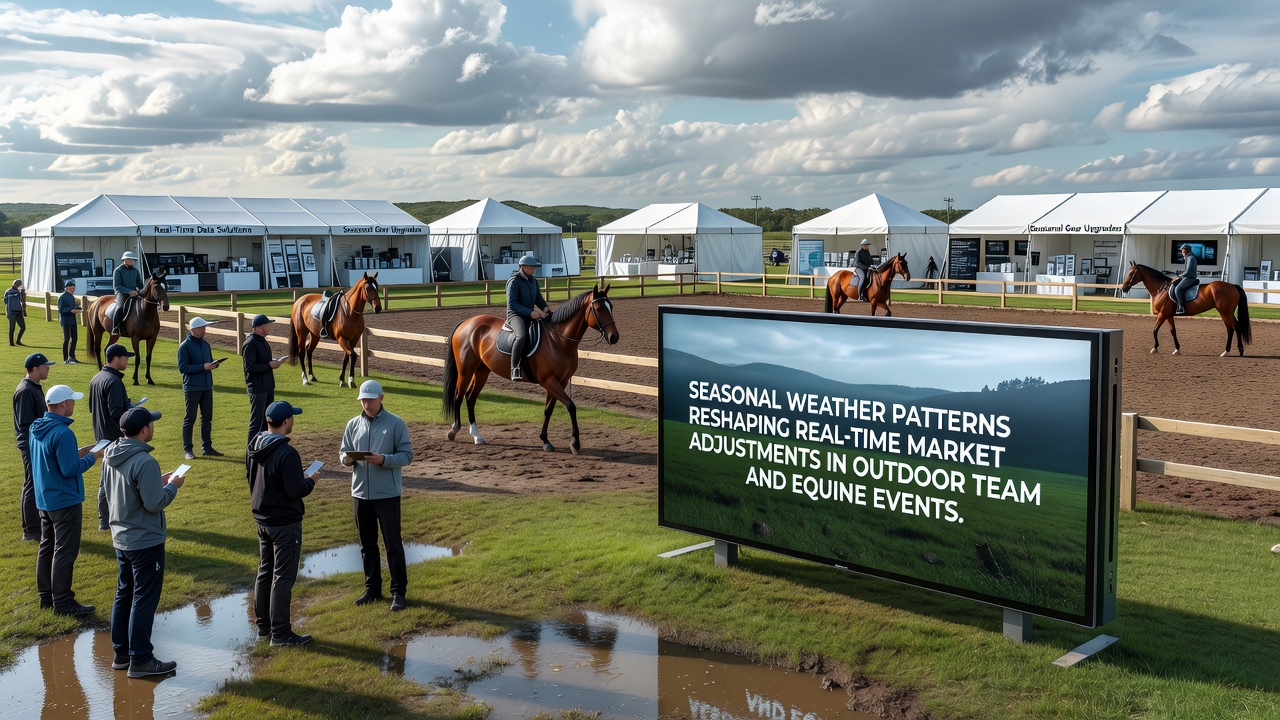 Equine racing events experiencing variable weather effects on track conditions and market responses
