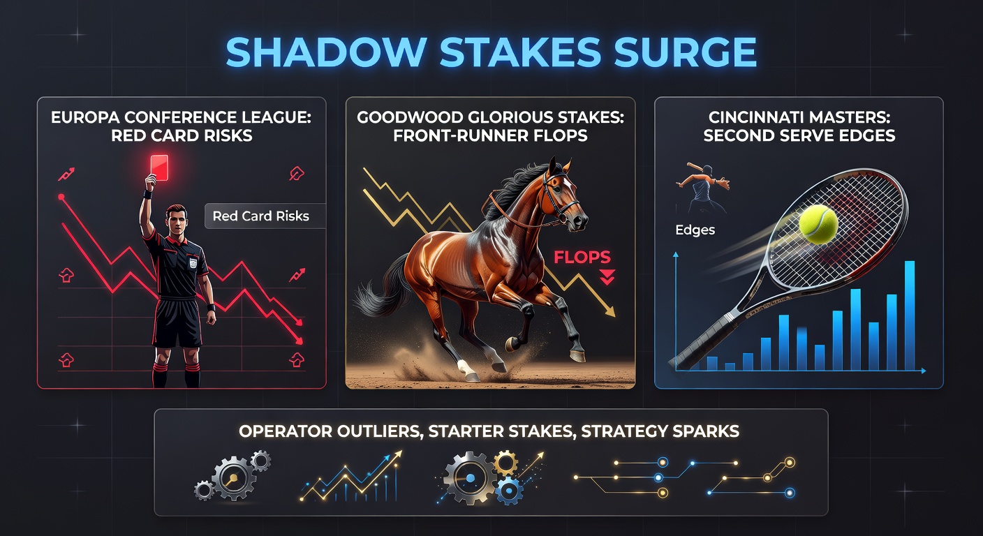 Dynamic scene from Goodwood's Glorious Stakes where a front-runner stumbles amid surging challengers under bright summer skies