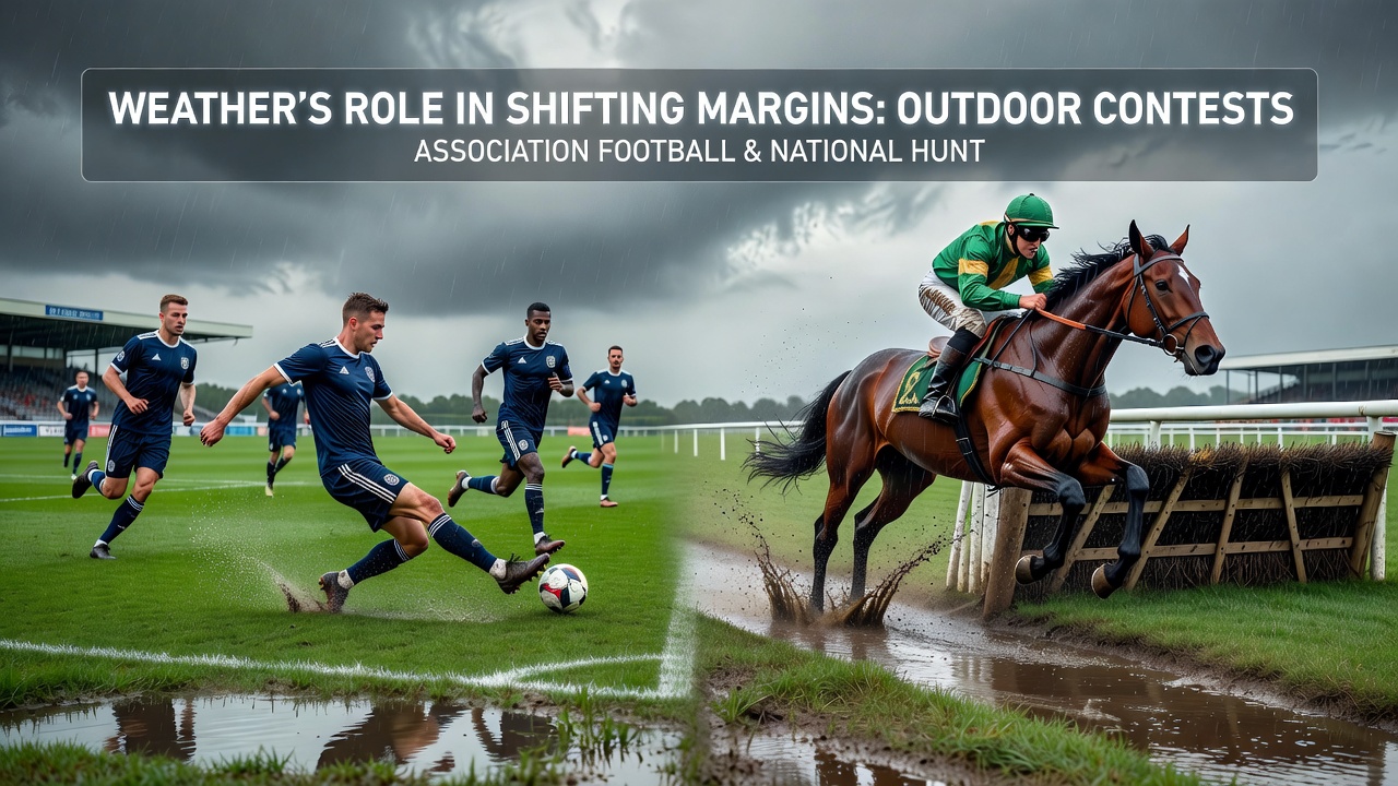 Detailed view of weather impacts on racing tracks and championship venues during outdoor competitions